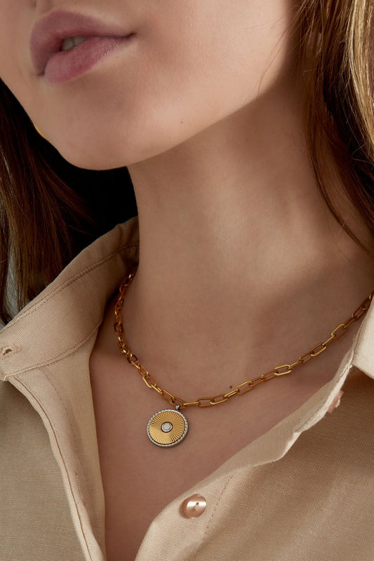 gouden medaillon ketting met schakels