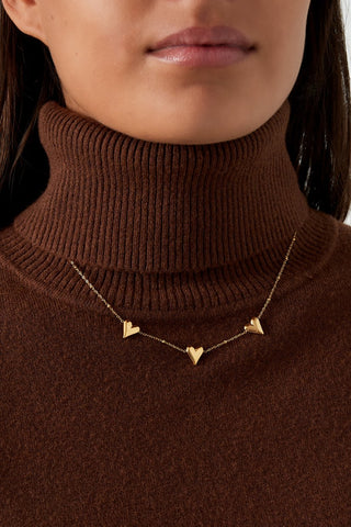 golden hearts choker ketting stainless steel