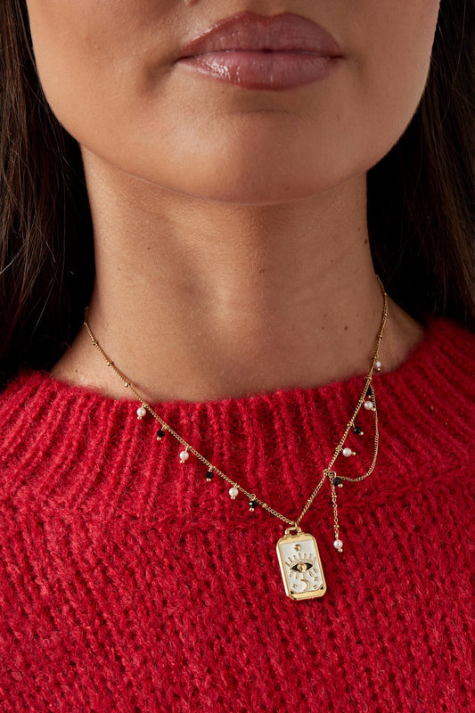 Luxe stainless steel ketting met oog en maansymbolen