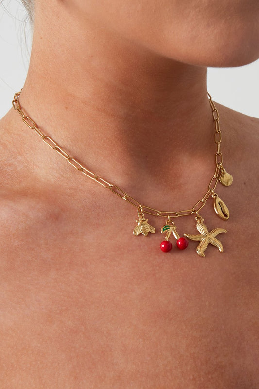 gouden ketting met zomerse bedels