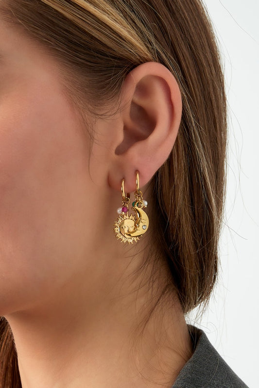 Sun & Moon Glow Hoops gouden oorbellen