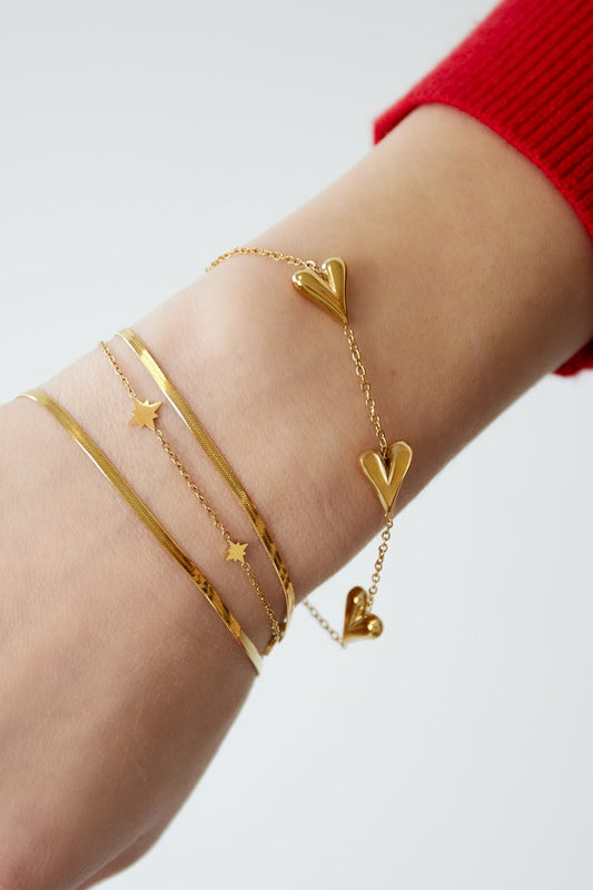 golden heartbeats armband stainless steel