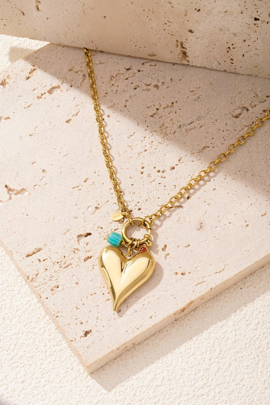 Golden Heartbeat Necklace met hart hanger en kleurdetails