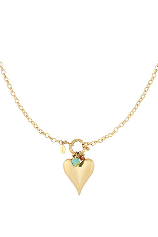 Stainless steel ketting met speelse hartvormige hanger