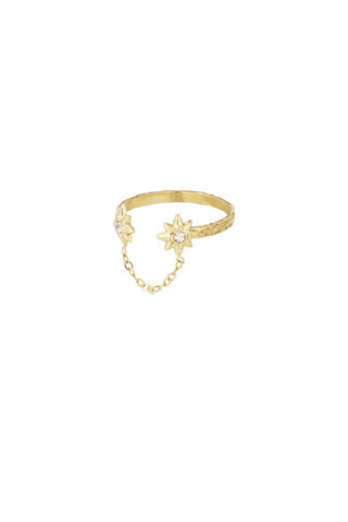 Stainless steel damesring met ketting detail