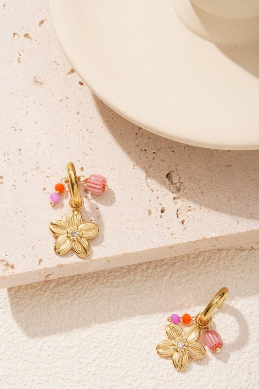 gold bloom hoops stainless steel oorbellen kleurrijke details