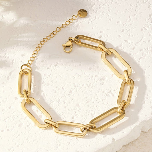 Gouden schakelarmband voor dames - stainless steel
