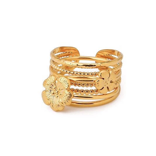 hypoallergene stainless steel ring met bloem