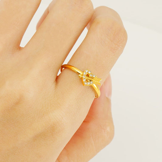 Ring Cupido met hartvormige crystallen