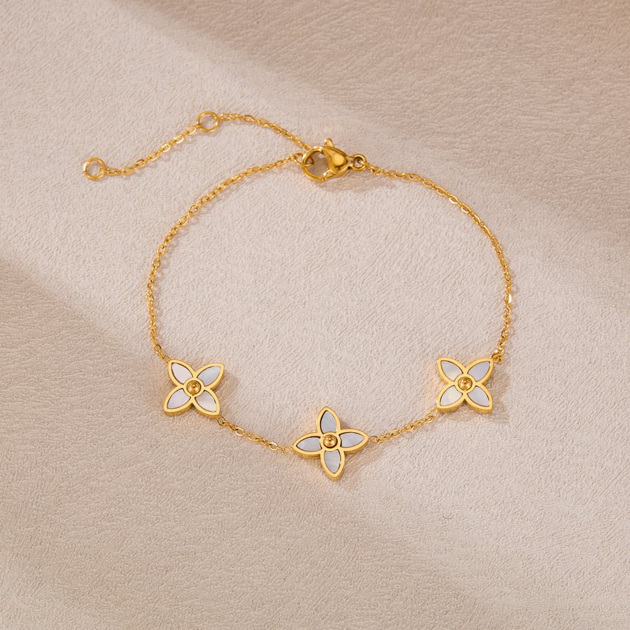 Gouden armband met bloemen van roestvrij staal