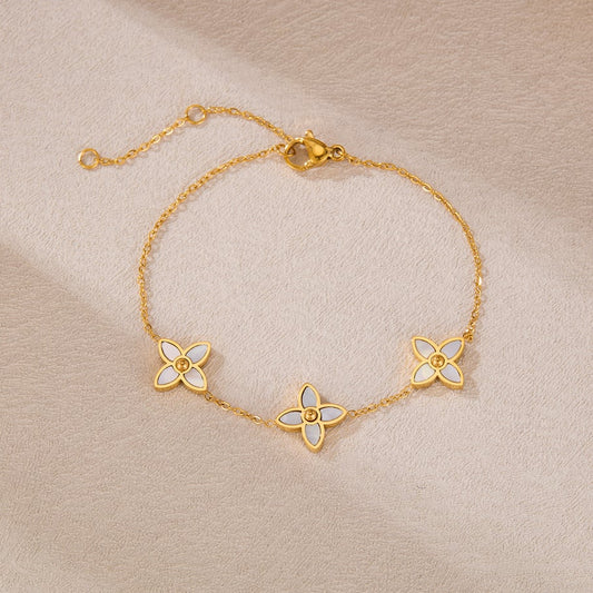 Gouden armband met bloemen van roestvrij staal