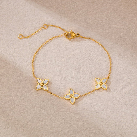 Gouden armband met bloemen van roestvrij staal