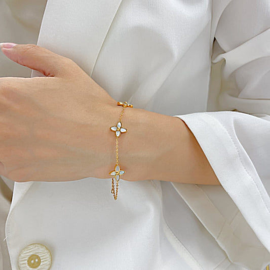 Premium stainless steel armband met bloemdesign